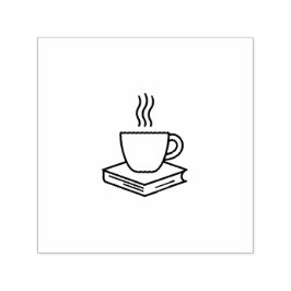 Coffee & Book Library Stamp Permastempel