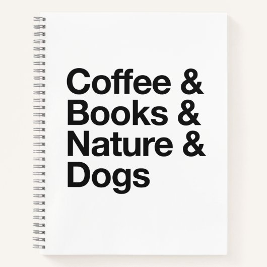 Coffee & Books & Nature & Dogs Notebook (Black) Notizblock (Vorderseite)