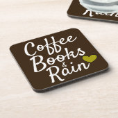 Coffee Books & Rain Cooles Quotendesign Getränkeuntersetzer (Linke Seite)