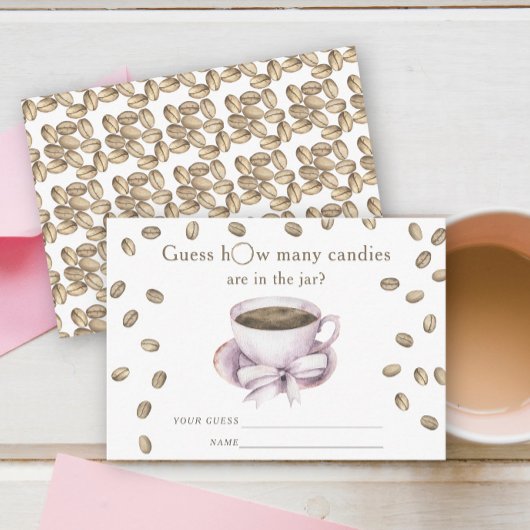 Coffee Bow Girl Baby Dusche Rate wie viele Bonbons Begleitkarte