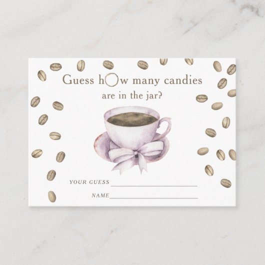Coffee Bow Girl Baby Dusche Rate wie viele Bonbons Begleitkarte (Vorderseite)
