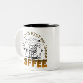 Coffee Brain Pal Zweifarbige Tasse (Vorderseite Links)