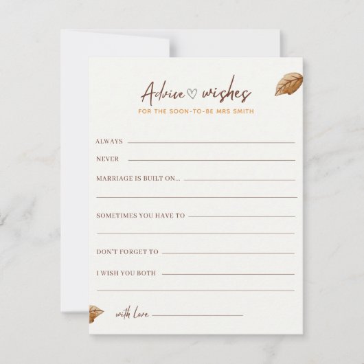 Coffee Brautparty Advisor-Karte Mitteilungskarte (Vorderseite)