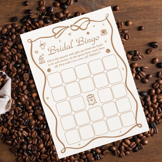 Coffee Brautparty Bridal Bingo Game Card Einladung
