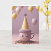 Coffee Break Birthday Karte (Gelbe Blume)