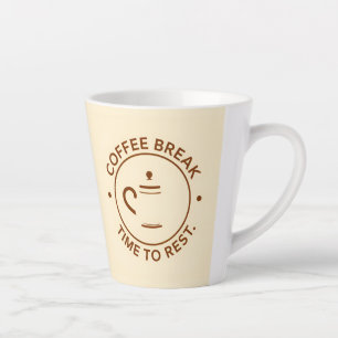 Coffee Break-Logo auf beigem Hintergrund Milchtasse