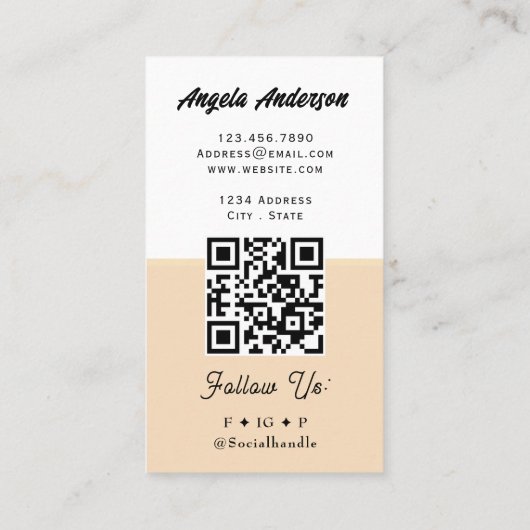 Coffee Breakfast Theme QR Code and Website Visitenkarte (Rückseite)