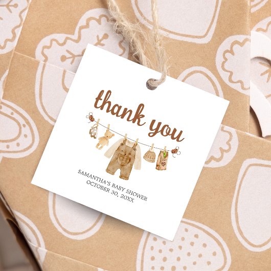 Coffee Brewing Baby Dusche Square Geschenkanhänger