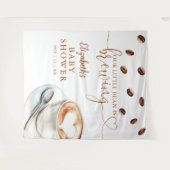 Coffee Brewing Baby Shower Photo Backdrop Wandteppich (Vorderseite (Horizontal))