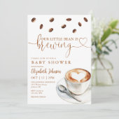 Coffee Brewing Baby Shower Photo QR Code Einladung (Stehend Vorderseite)