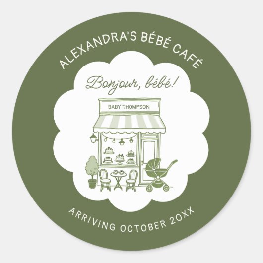 Coffee Brewing Bebe Brunch Neutral Baby Shower Runder Aufkleber (Vorderseite)