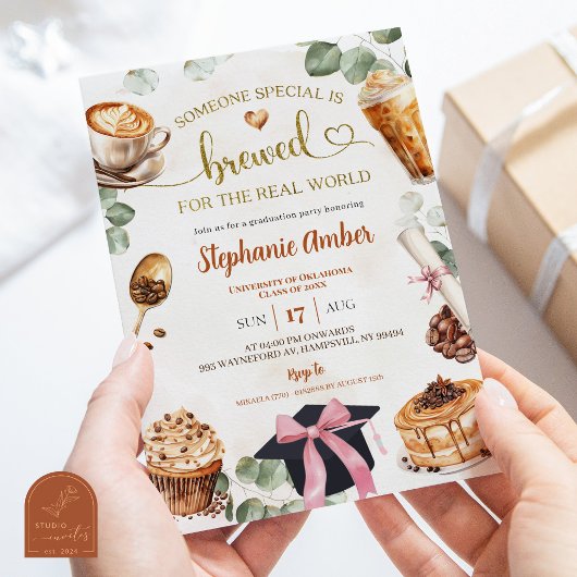 Coffee Brewing Graduation Party Invitation Einladung