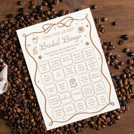 Coffee Bridal Shower Find the Guest Bingo Game Einladung