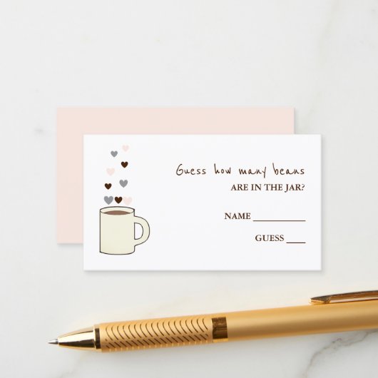 Coffee Bridal Shower Guess How Many Beans Begleitkarte (Vorderseite/Rückseite Beispiel)