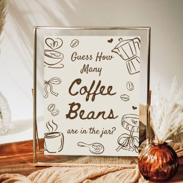 Coffee Bridal Shower Guess How Many Coffee Beans  Poster