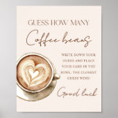 Coffee Bridal Shower Guess How Many Sign Poster (Vorne)