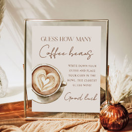 Coffee Bridal Shower Guess How Many Sign Poster