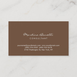 Coffee Brown Color Minimalistisch Script Business  Visitenkarte