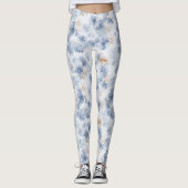 Coffee Brown Faux Denim Blue Abstract Leggings (Vorderseite)