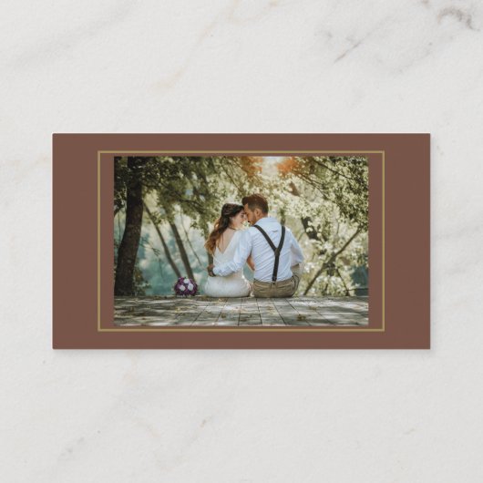 Coffee Brown Gold Leaf Foto Hochzeit RSVP QR Code Begleitkarte (Rückseite)