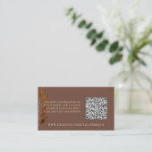 Coffee Brown Gold Leaf Foto Hochzeit RSVP QR Code Begleitkarte (Stehend Vorderseite)