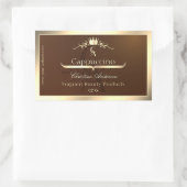 Coffee Brown Product Label Gold Frame und Monogram Rechteckiger Aufkleber (Tasche)