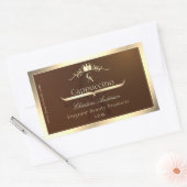 Coffee Brown Product Label Gold Frame und Monogram Rechteckiger Aufkleber (Umschlag)