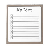 Coffee Brown Retro Custom Checklist Linke Notizblock (Vorderseite)