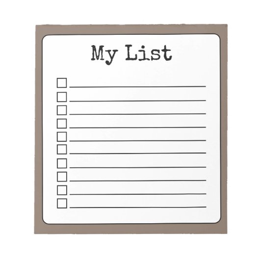 Coffee Brown Retro Custom Checklist Linke Notizblock (Vorderseite)