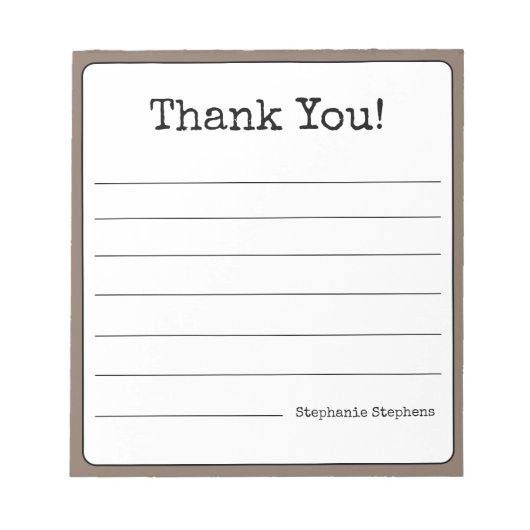 Coffee Brown Retro Vielen Dank, dass Sie Ihren Nam Notizblock (Vorderseite)