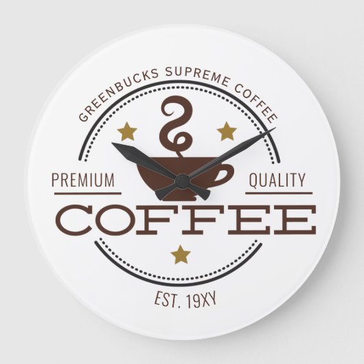 Coffee business logo große wanduhr (Vorderseite)