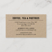 Coffee Cafe Bakery Kraft Typography Business Card Visitenkarte (Rückseite)