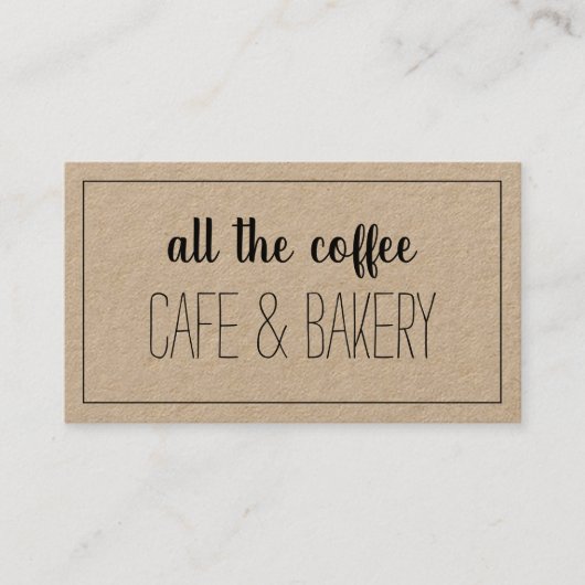 Coffee Cafe Bakery Kraft Typography Business Card Visitenkarte (Vorderseite)