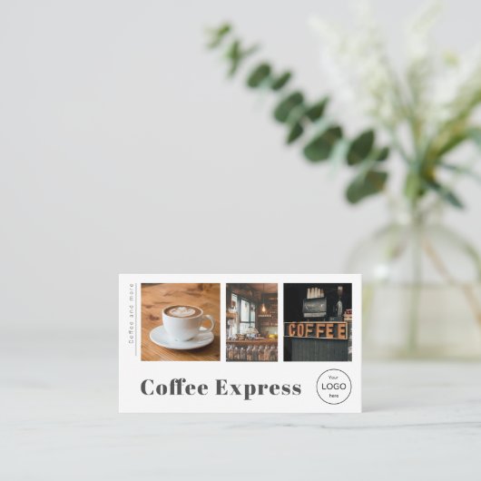 Coffee Café Bar Restaurant Foto Business Card Visitenkarte (Stehend Vorderseite)