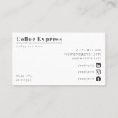 Coffee Café Bar Restaurant Foto Business Card Visitenkarte (Rückseite)