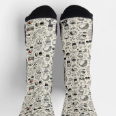 Coffee & Café Doodle Pattern –Cute Hand Drawn Food Socken (Oben)