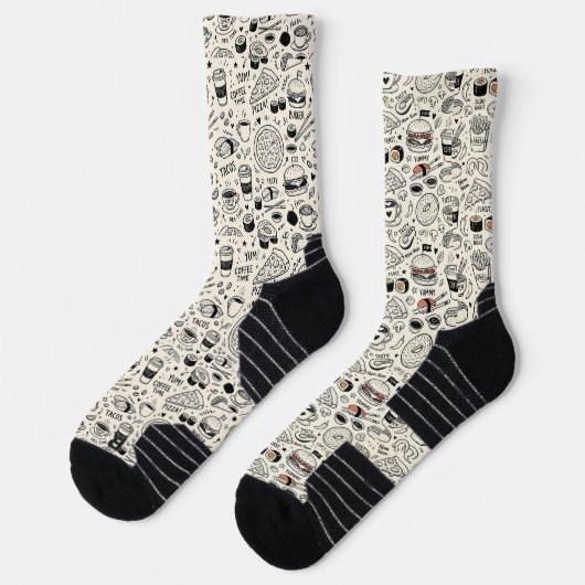 Coffee & Café Doodle Pattern –Cute Hand Drawn Food Socken (Links)