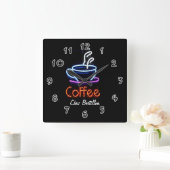 Coffee Café Neon Sign Personalisiert Quadratische Wanduhr (Zuhause)