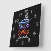 Coffee Café Neon Sign Personalisiert Quadratische Wanduhr (Winkel)