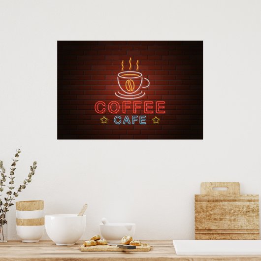 Coffee Café Neon Sign Poster (Küche)