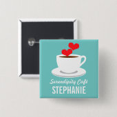 Coffee Café Shop Custom Employee Name Abzeichen Button (Vorne & Hinten)