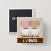 Coffee Café Shop Custom Employee Name Abzeichen Button (Vorne & Hinten)