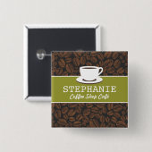 Coffee Café Shop Custom Employee Name Abzeichen Button (Vorne & Hinten)