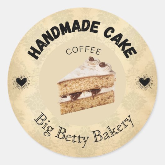 Coffee Cake Labels | Personalisierte Bäckerei Pa Runder Aufkleber (Vorderseite)
