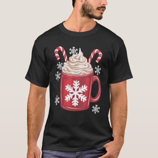 Coffee Candy Cane Christmas Pajama X mas T-Shirt (Vorderseite)