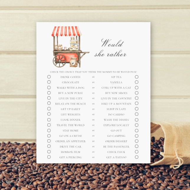 Coffee cart Baby shower Would she rather (Von Creator hochgeladen)