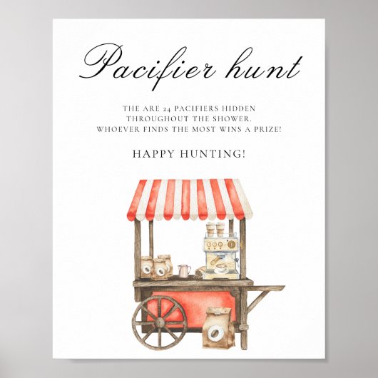 Coffee cart - pacifier hunt baby shower game poster (Vorne)