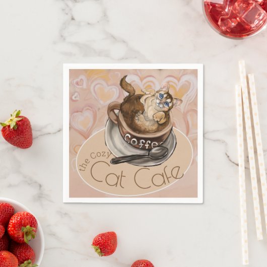 Coffee Cat Cafe Serviette (Beispiel)