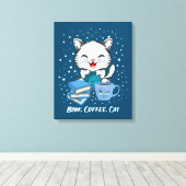 Coffee Cat Canvas Print Leinwanddruck (Insitu (Holzboden))