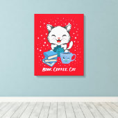 Coffee Cat Canvas Print Leinwanddruck (Insitu (Holzboden))